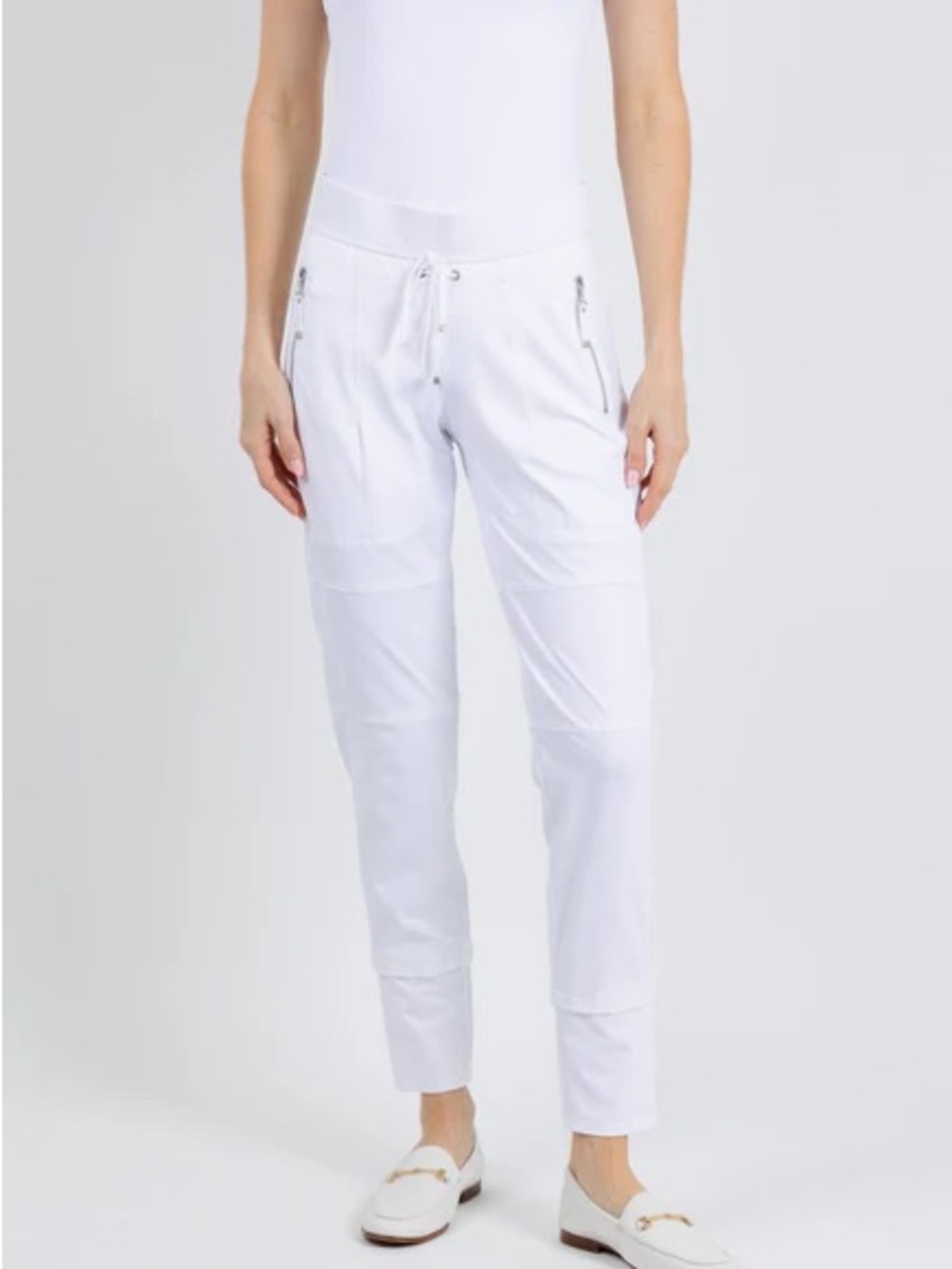 Raffaello Rossi Candy Lace Jogger Pants White Size 34 Pull On Stretch Slim